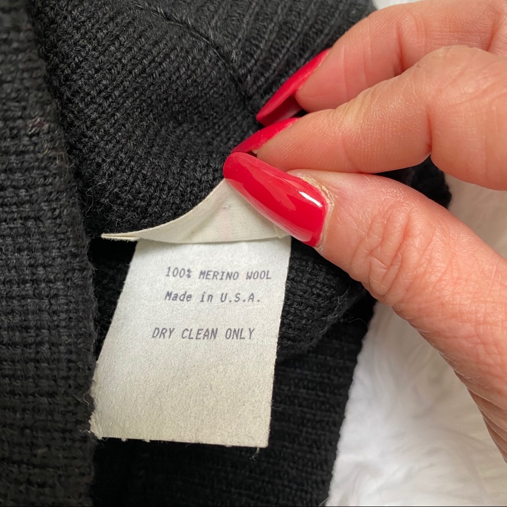 J. Crew black 100% merino wool beanie hat - Picture 3 of 4